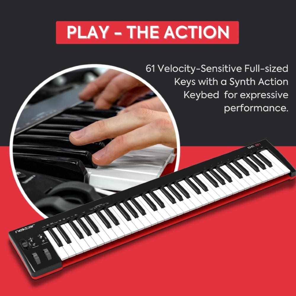nektar midi keyboards 61-key nektar se61 61-key usb midi controller keyboard