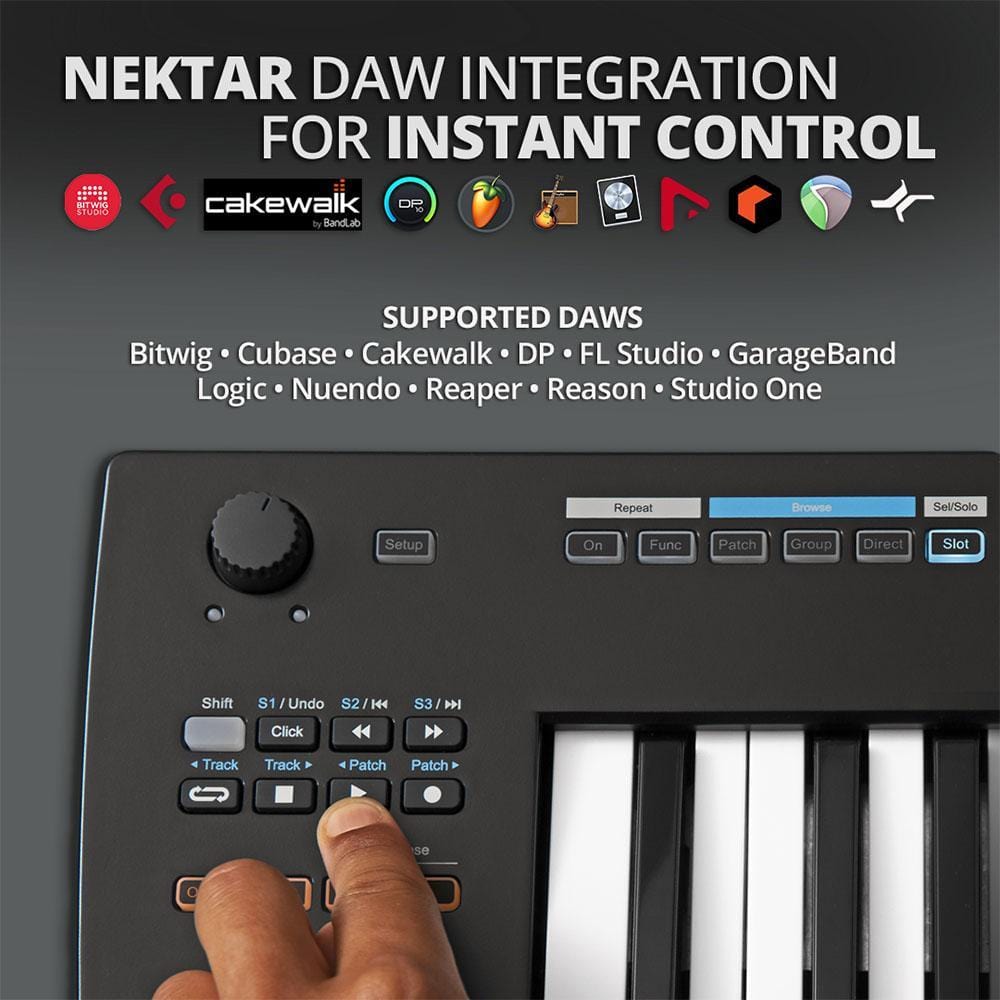 nektar midi keyboards black nektar impact gxp61 61-key midi keyboard controller