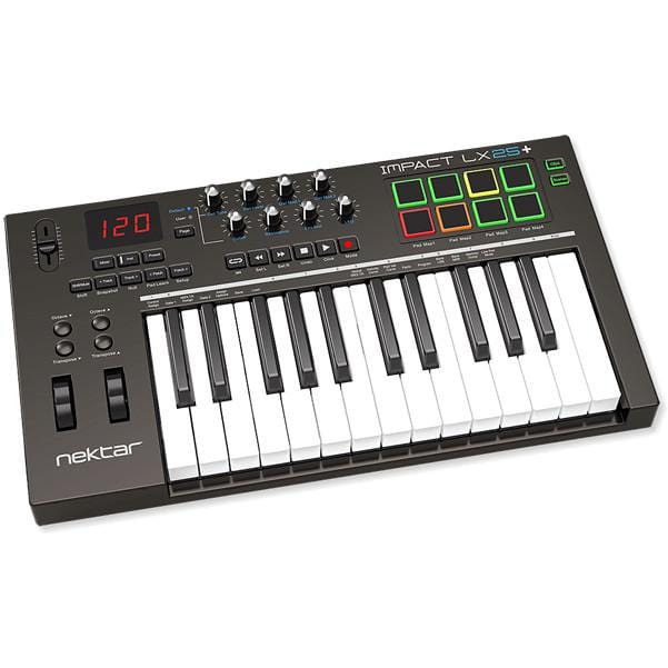 nektar midi keyboards nektar impact lx25+ 25-key midi keyboard with btwig software, polishing cloth, gigbag & ebook