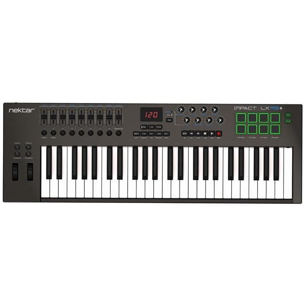 nektar midi keyboards nektar impact lx49+ 49-key midi keyboard with headphone, polishing cloth, gigbag & ebook