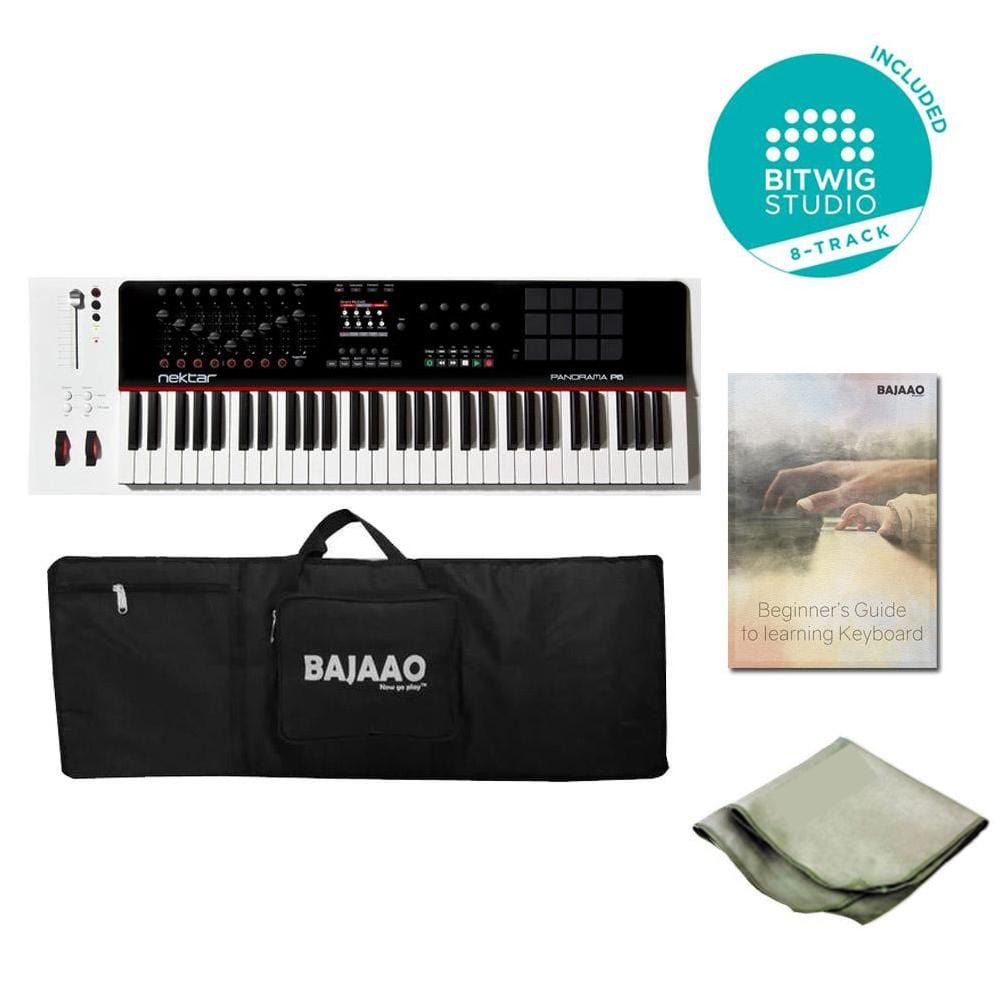 nektar midi keyboards nektar panorama p6 61-key midi keyboard controller with btwig software, cloth, gigbag & ebook