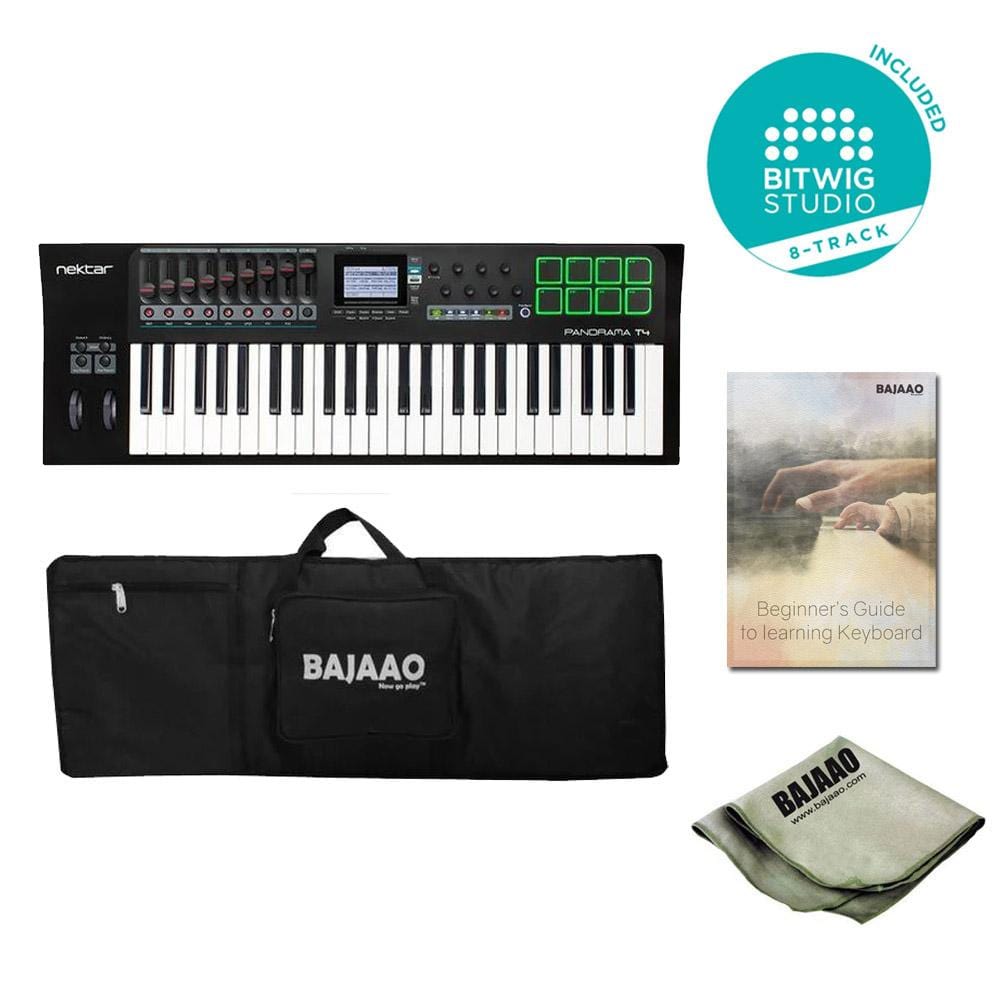 nektar midi keyboards nektar panorama t4 49-key midi keyboard controller with btwig software, cloth, gigbag & ebook