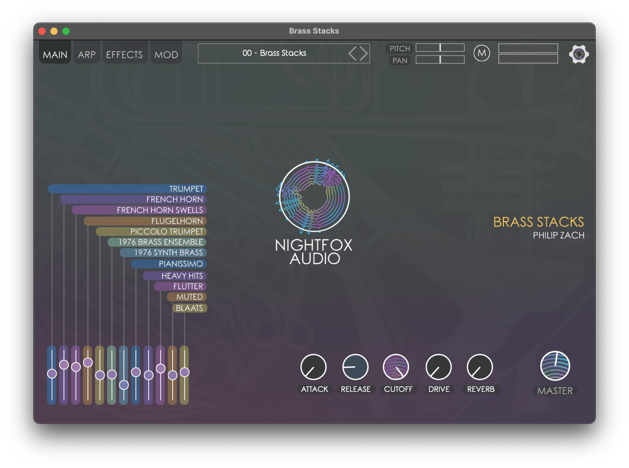 NIGHTFOX_AUDIO Virtual Instruments Nightfox Brass Stacks: Brass Instrument Collection – Professional Audio Software & Plugin