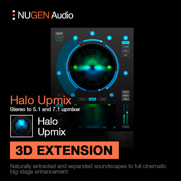 NUGEN Audio Virtual Processors NUGEN Halo Upmix 3D extension 3D Upmixing Extension – Professional Audio Software & Plugin