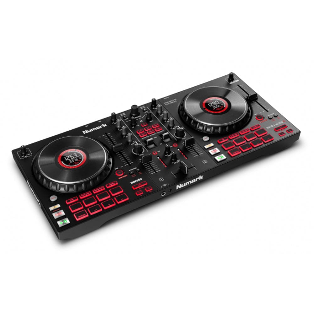 numark dj controller interfaces black numark mixtrack platinum fx 4-deck advanced dj controller with jog wheel displays and effects paddles