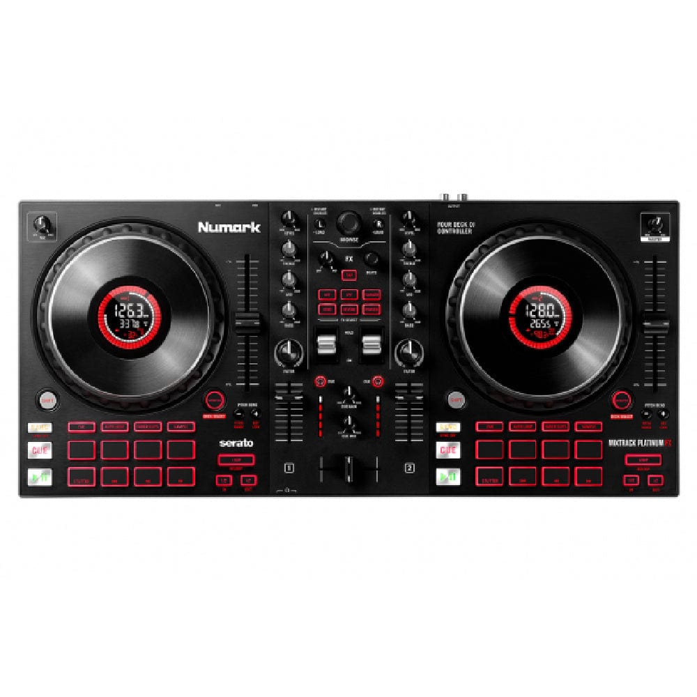 numark dj controller interfaces black numark mixtrack platinum fx 4-deck advanced dj controller with jog wheel displays and effects paddles
