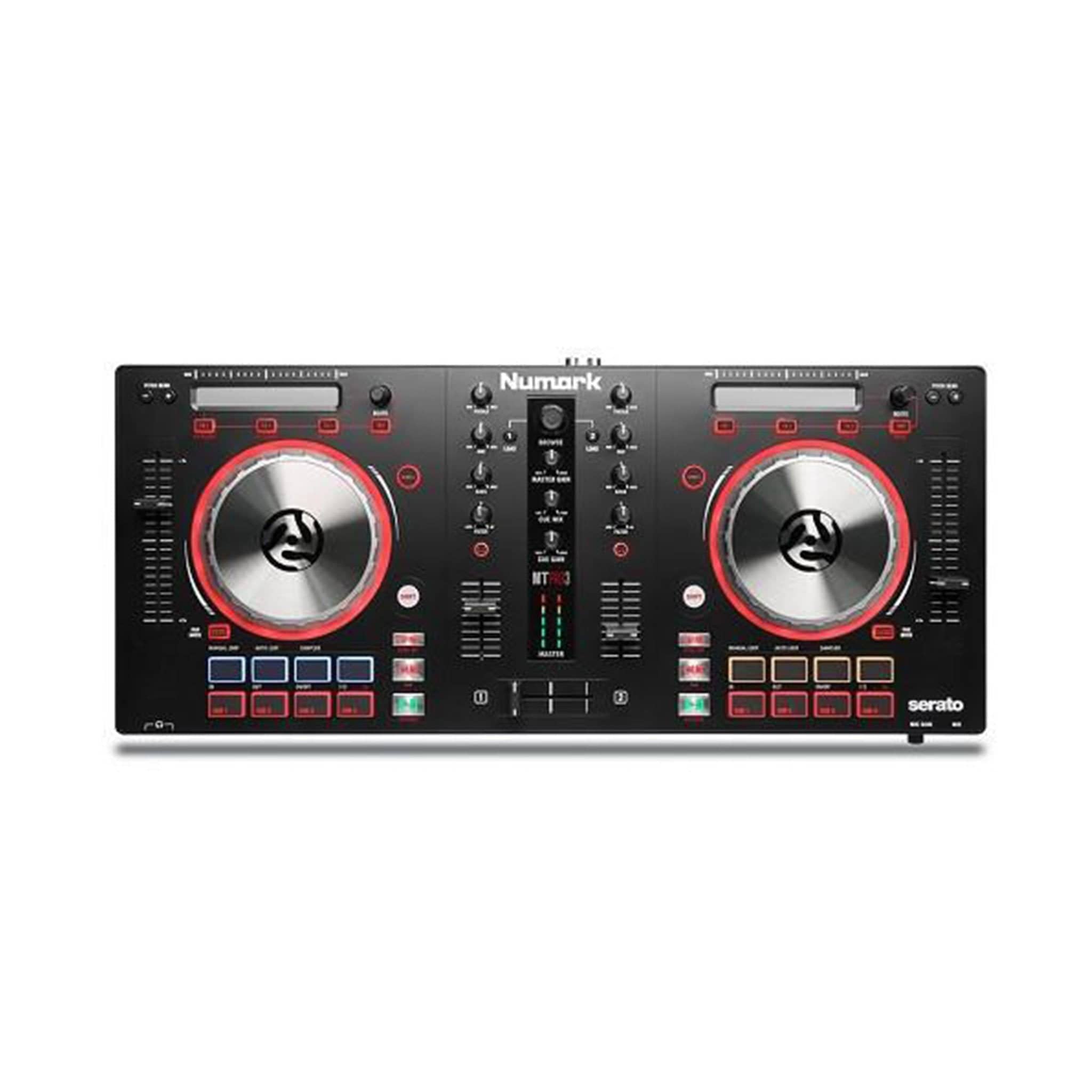 numark dj controller interfaces dj controller numark mixtrack pro 3 all-in-one dj controller for serato dj with headphones #color_dj-controller