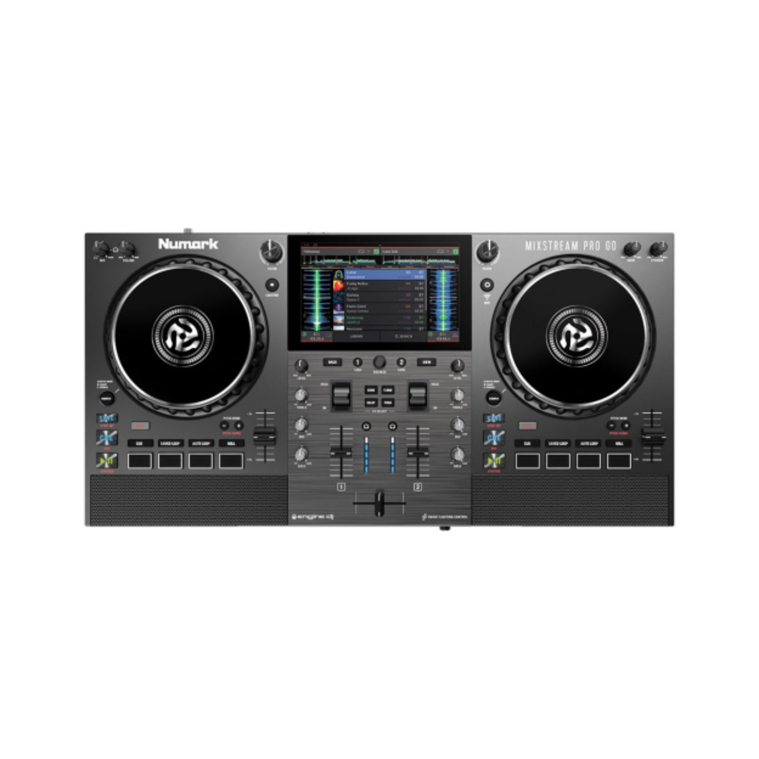 Numark DJ Controller Interfaces Numark Mixstream Pro Go Battery-Powered Standalone Streaming DJ Controller