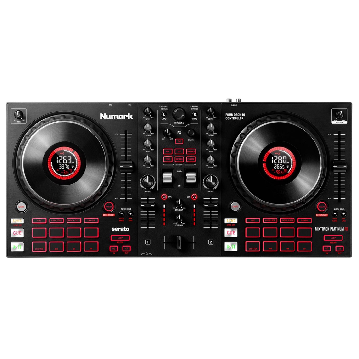 Numark DJ Controller Interfaces Numark Mixtrack Platinum FX DJ Controller With Jog Wheel Display