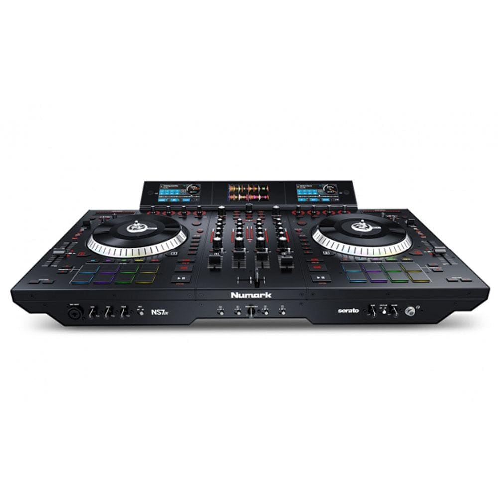 numark dj controller interfaces numark ns7iii 4-channel motorized dj controller & mixer with screens