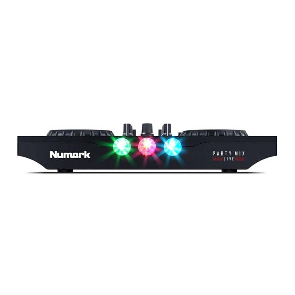 numark dj controller interfaces numark party mix live dj controller with built-in light show and speakers