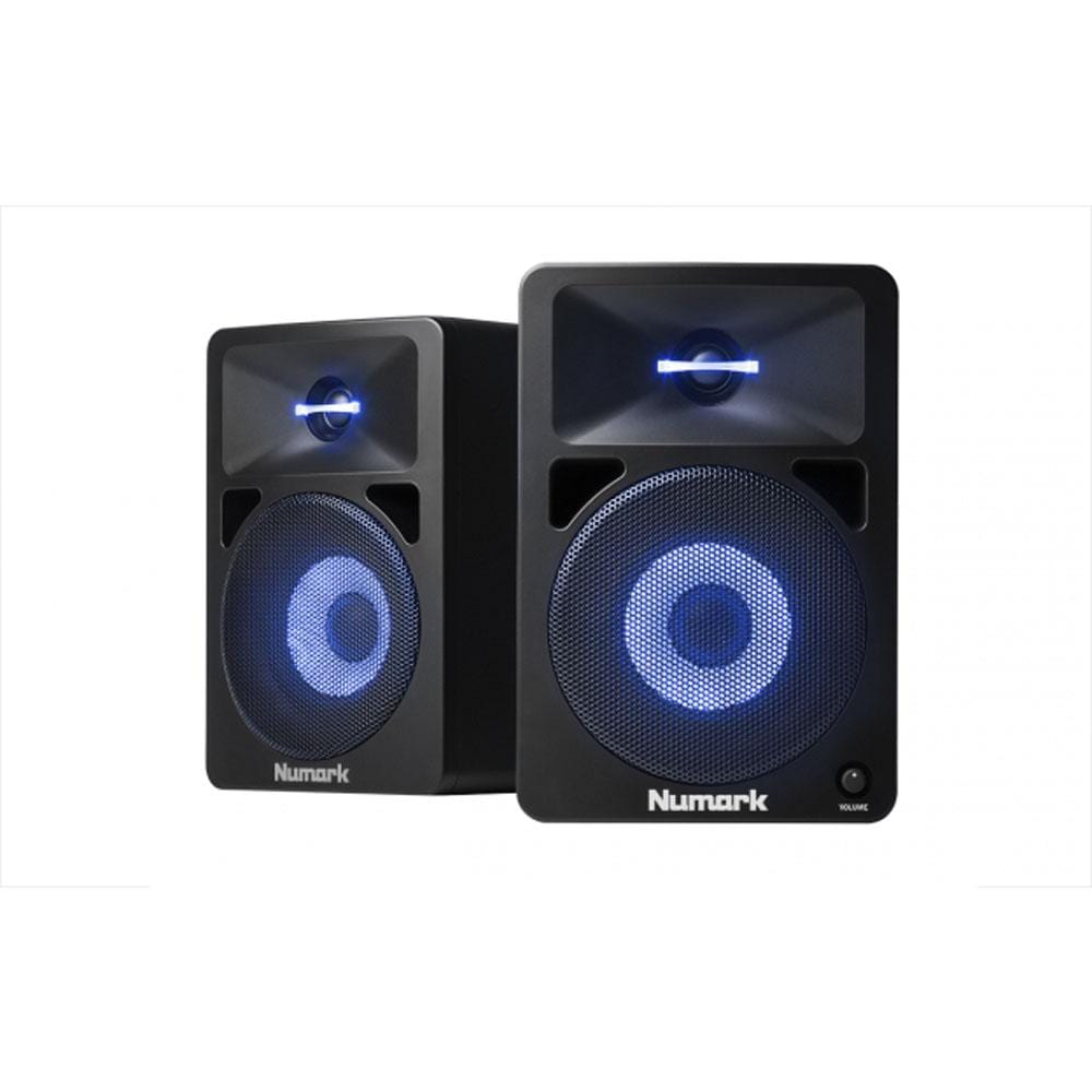 numark monitor speakers numark n-wave 580l powered dj monitors with pulsating lights - pair