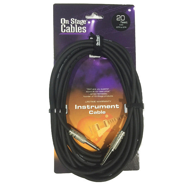 on-stage guitar cables on-stage hot wire ic-20 standard guitar cable 6 metres