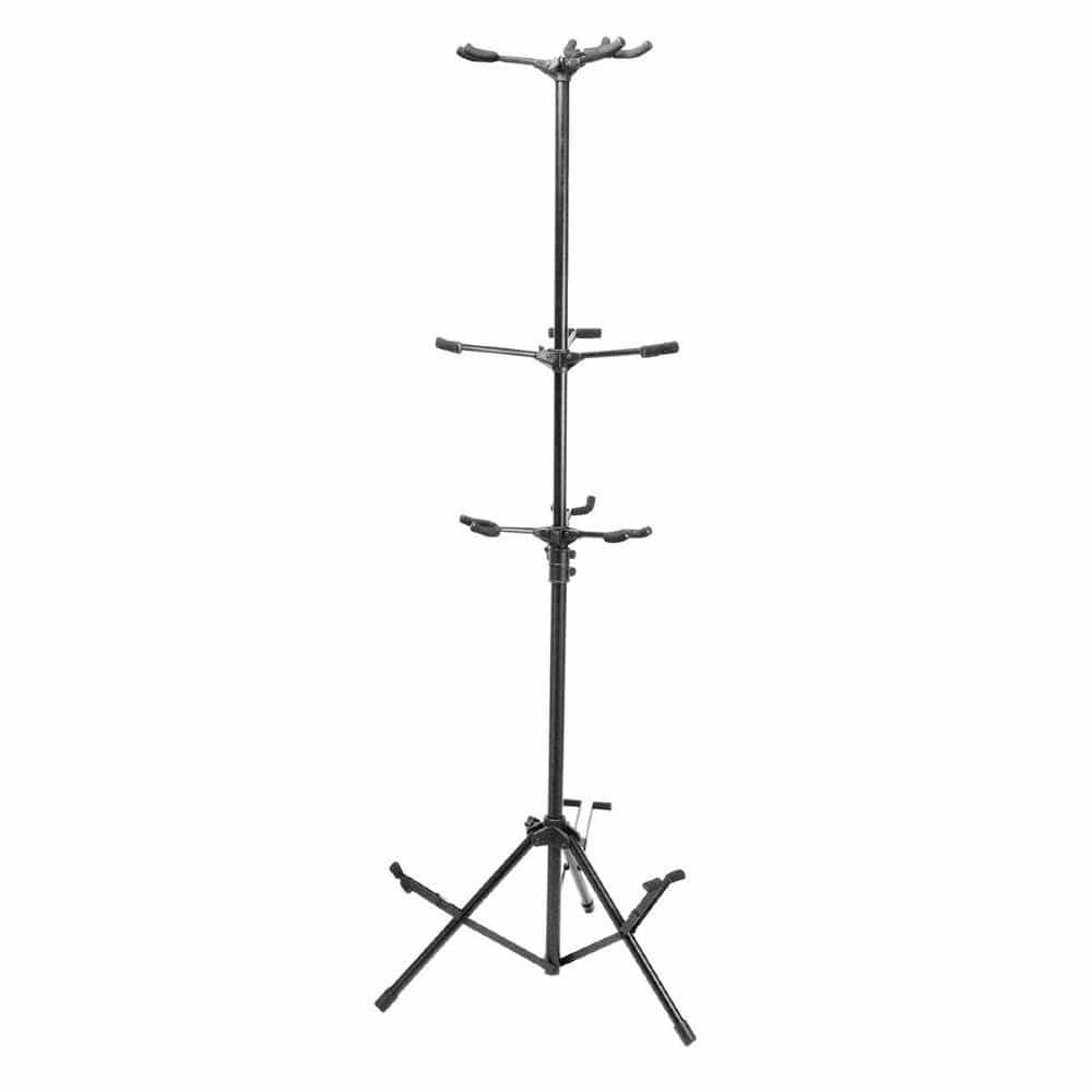 onstage guitar stands on stage gs7652b six-guitar tripod stand