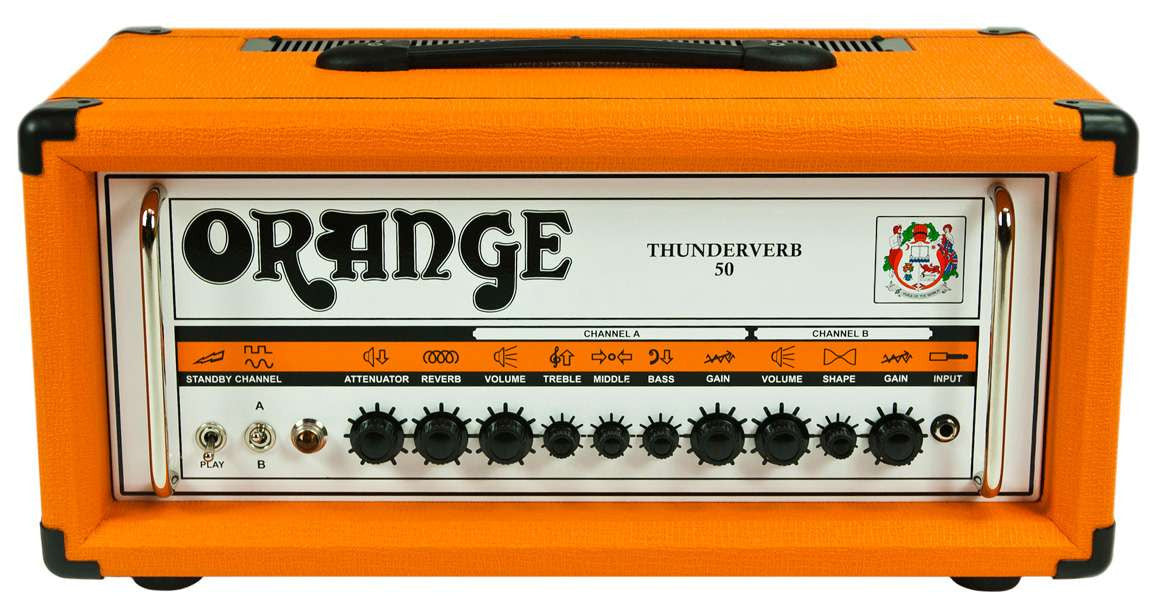 orange guitar amplifiers orange tv50h thunderverb twin channel head