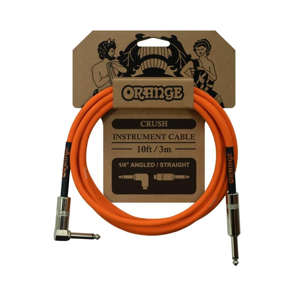 orange instrument cables angled to straight orange ca crush 10ft instrument cable