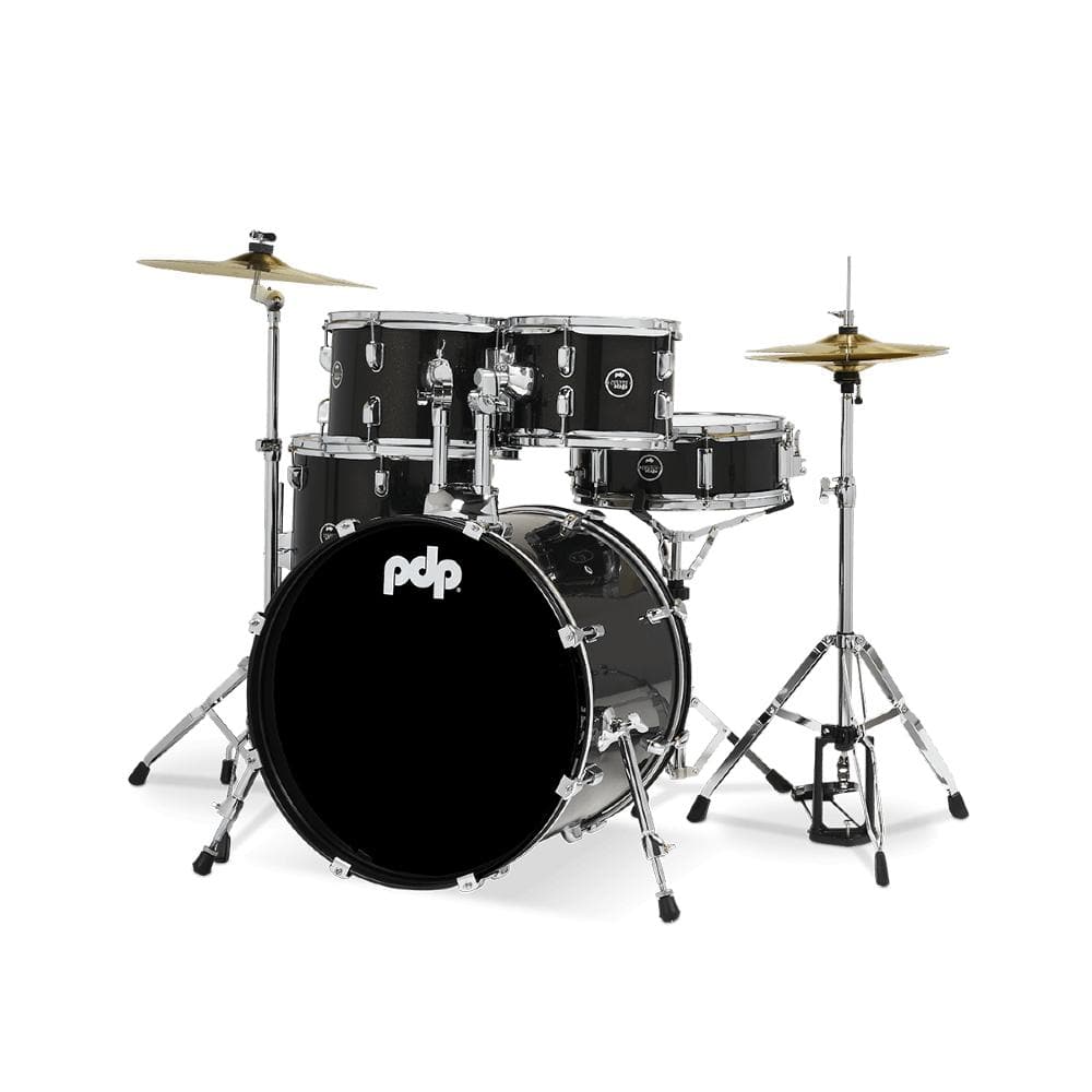 pacific drums and percussion acoustic drum kits iridescent black sparkle pacific drums and percussion pdce2215kt 5 piece center stage series complete acoustic drumkit #color_iridescent-black-sparkle