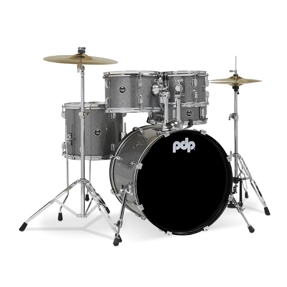 pacific drums and percussion acoustic drum kits pacific drums and percussion pdce2215kt 5 piece center stage series complete acoustic drumkit #color_silver-sparkle