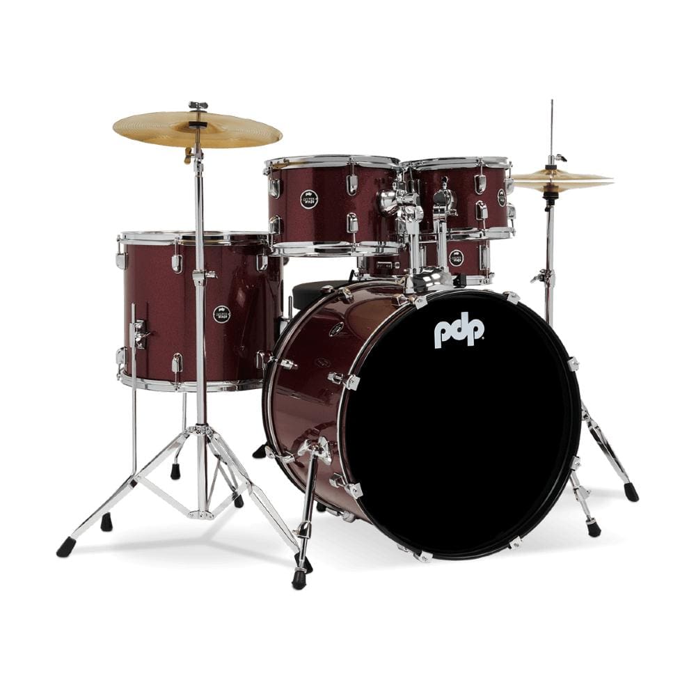 pacific drums and percussion acoustic drum kits pacific drums and percussion pdce2215kt 5 piece center stage series complete acoustic drumkit #color_ruby-red-sparkle
