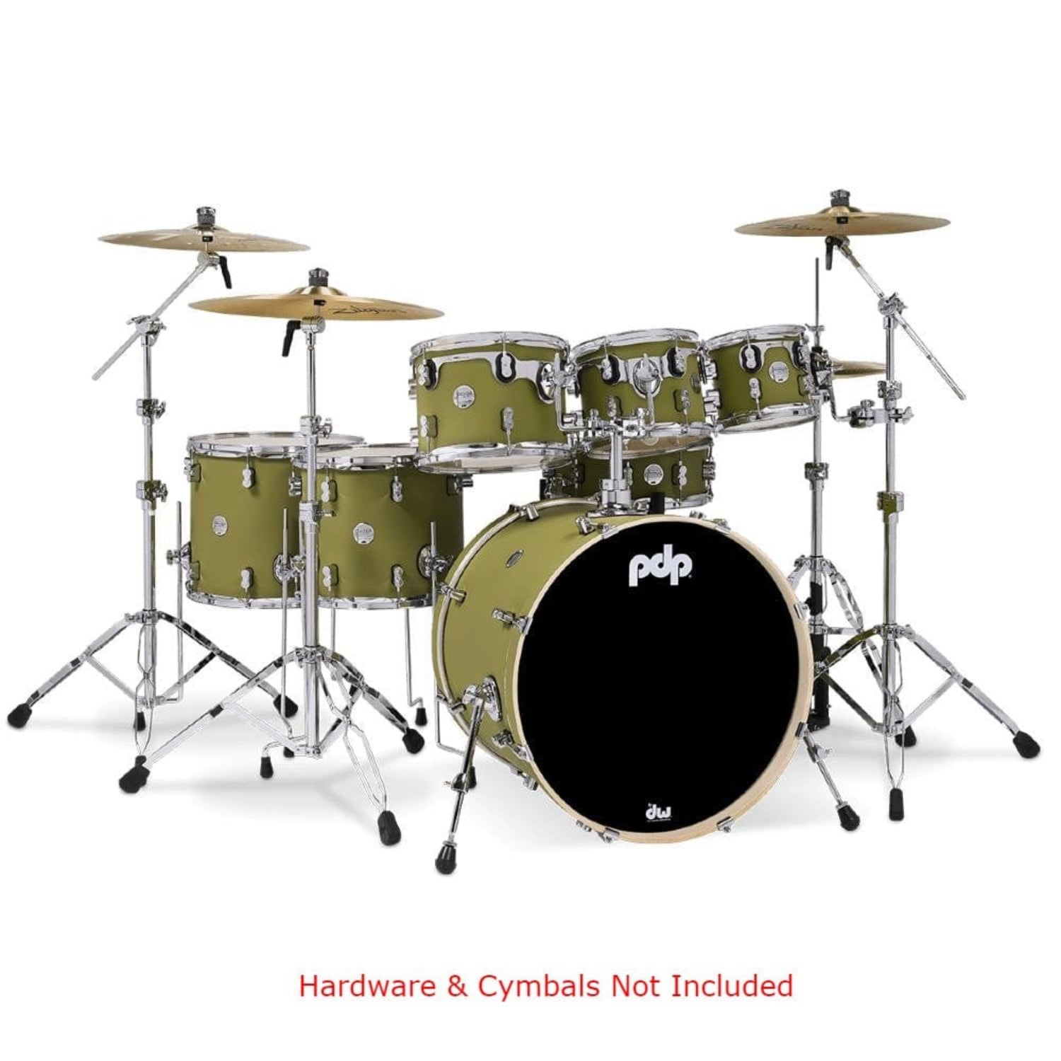 pacific drums and percussion acoustic drum kits pacific drums and percussion pdcm2217 7 piece concept maple acoustic drumkit #color_satin-olive