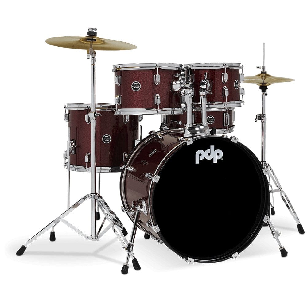 pacific drums and percussion acoustic drum kits ruby red sparkle pacific drums and percussion pdce2015kt 5 piece center stage series complete acoustic drumkit