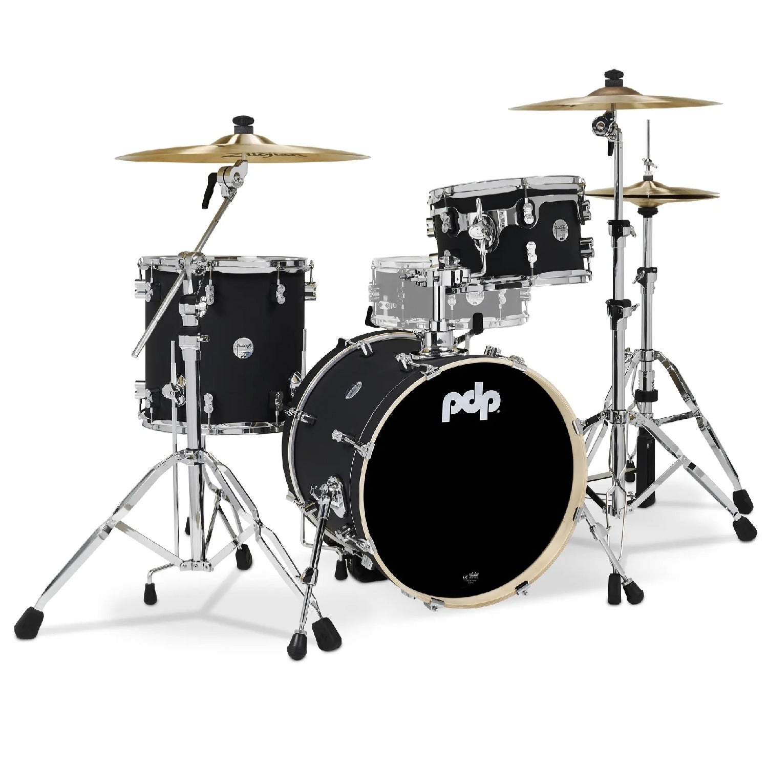 Pacific Drums And Percussion Acoustic Drum Kits Satin Black Finish Ply Pacific Drums And Percussion 18" 3pc Concept Maple Shell Pack Acoustic Drum Kit #color_satin-black-finish-ply