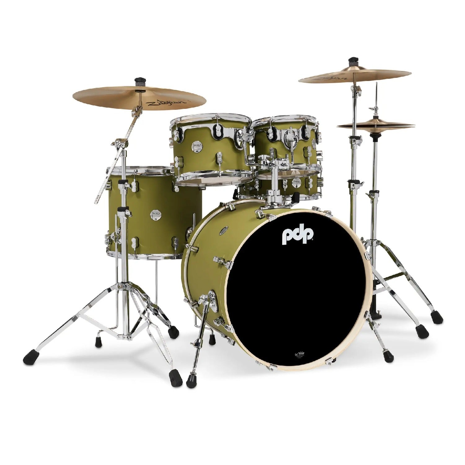 Pacific Drums And Percussion Acoustic Drum Kits Satin Olive Pacific Drums And Percussion PDCM2215 5 Piece Concept Maple Series Acoustic Drumkit #color_satin-olive