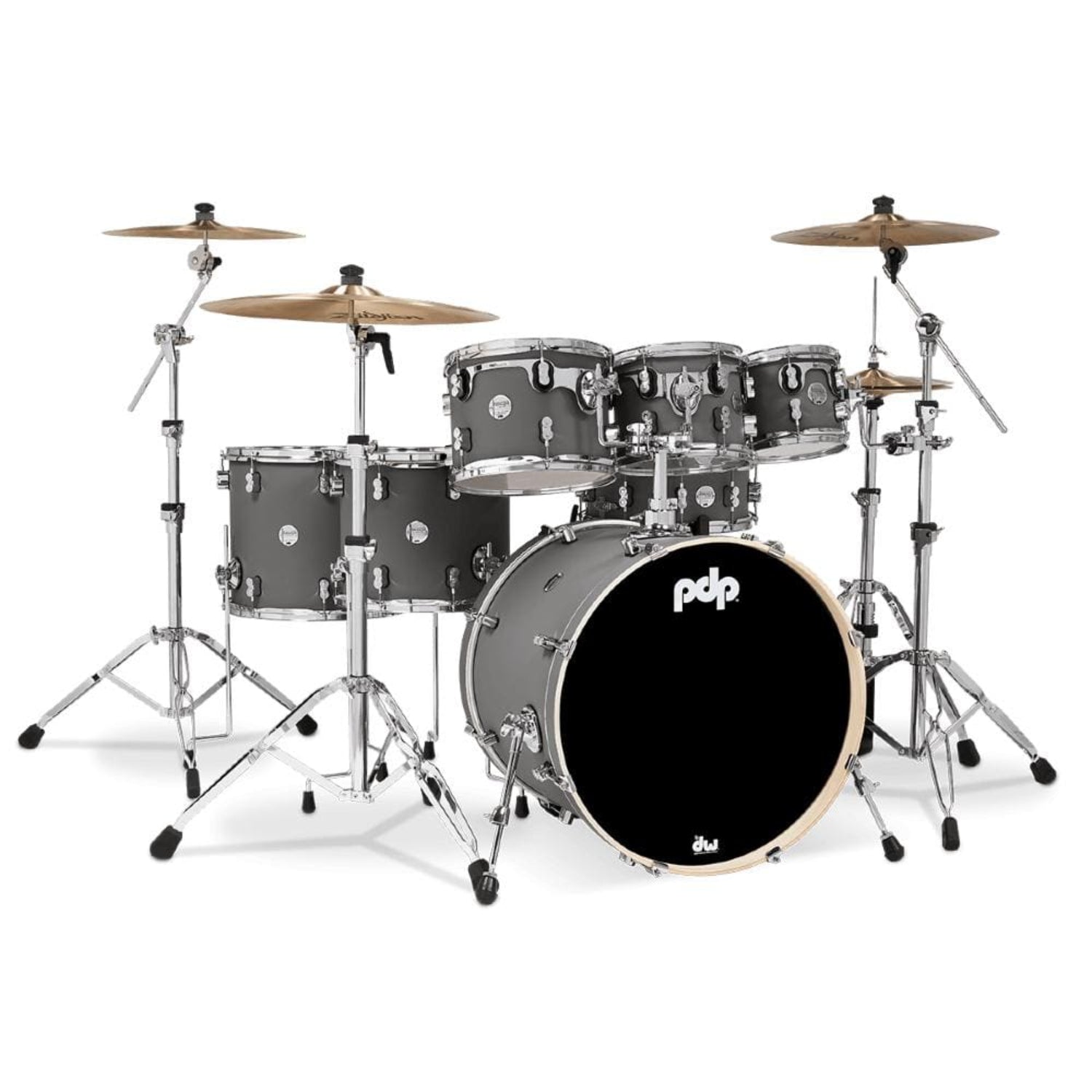 pacific drums and percussion acoustic drum kits satin pewter pacific drums and percussion pdcm2217 7 piece concept maple acoustic drumkit #color_satin-pewter