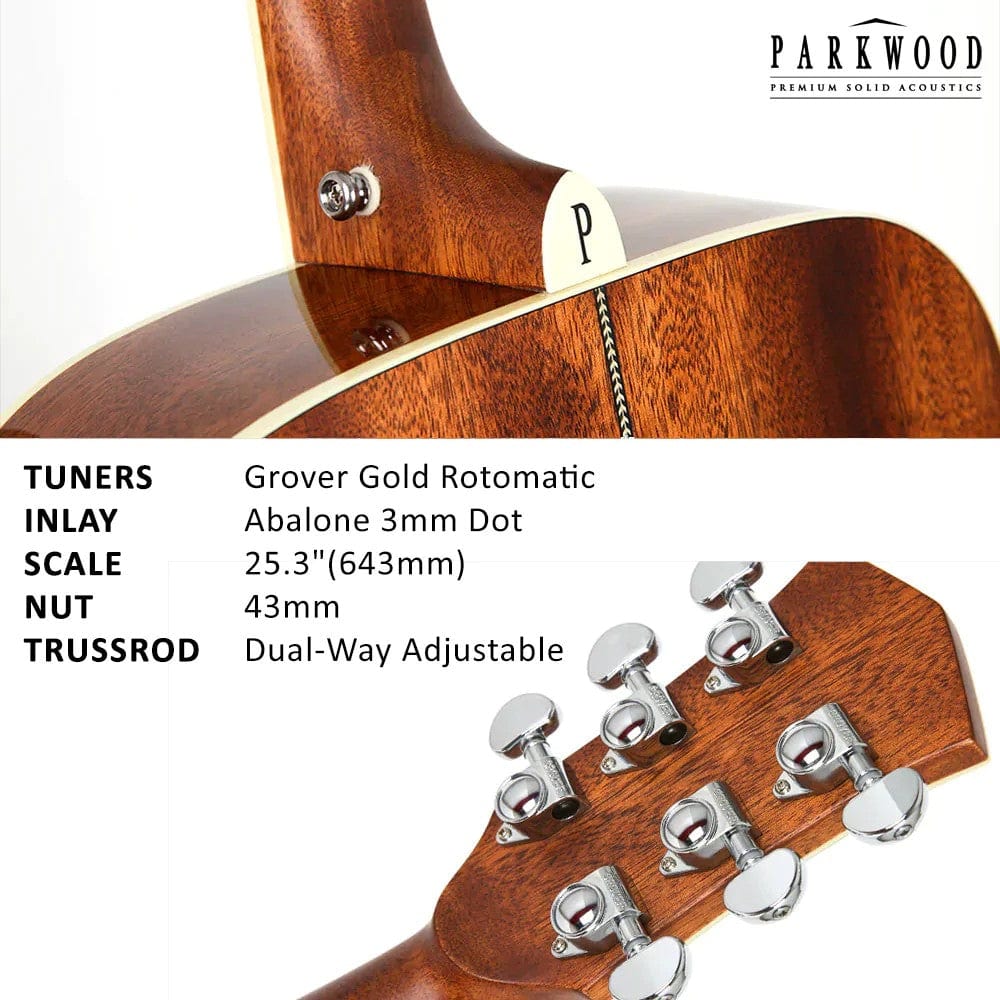 parkwood acoustic guitars parkwood p610 dreadnought acoustic guitar with case