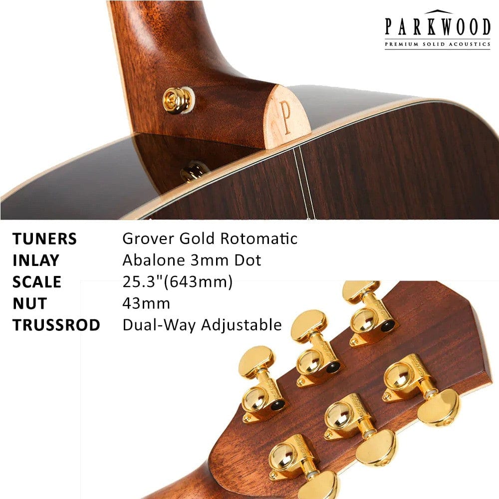 parkwood acoustic guitars parkwood p820adk om orchestra acoustic guitar with case