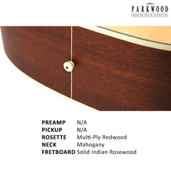 Parkwood Acoustic Guitars Parkwood S61 Dreadnought Acoustic Guitar with Gigbag