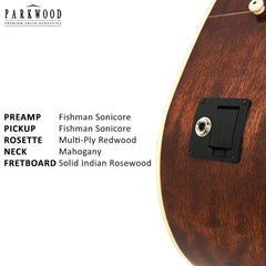 Parkwood Electro Acoustic Guitars Parkwood S66 Dreadnought Cutaway Electro Acoustic Guitar with Gigbag