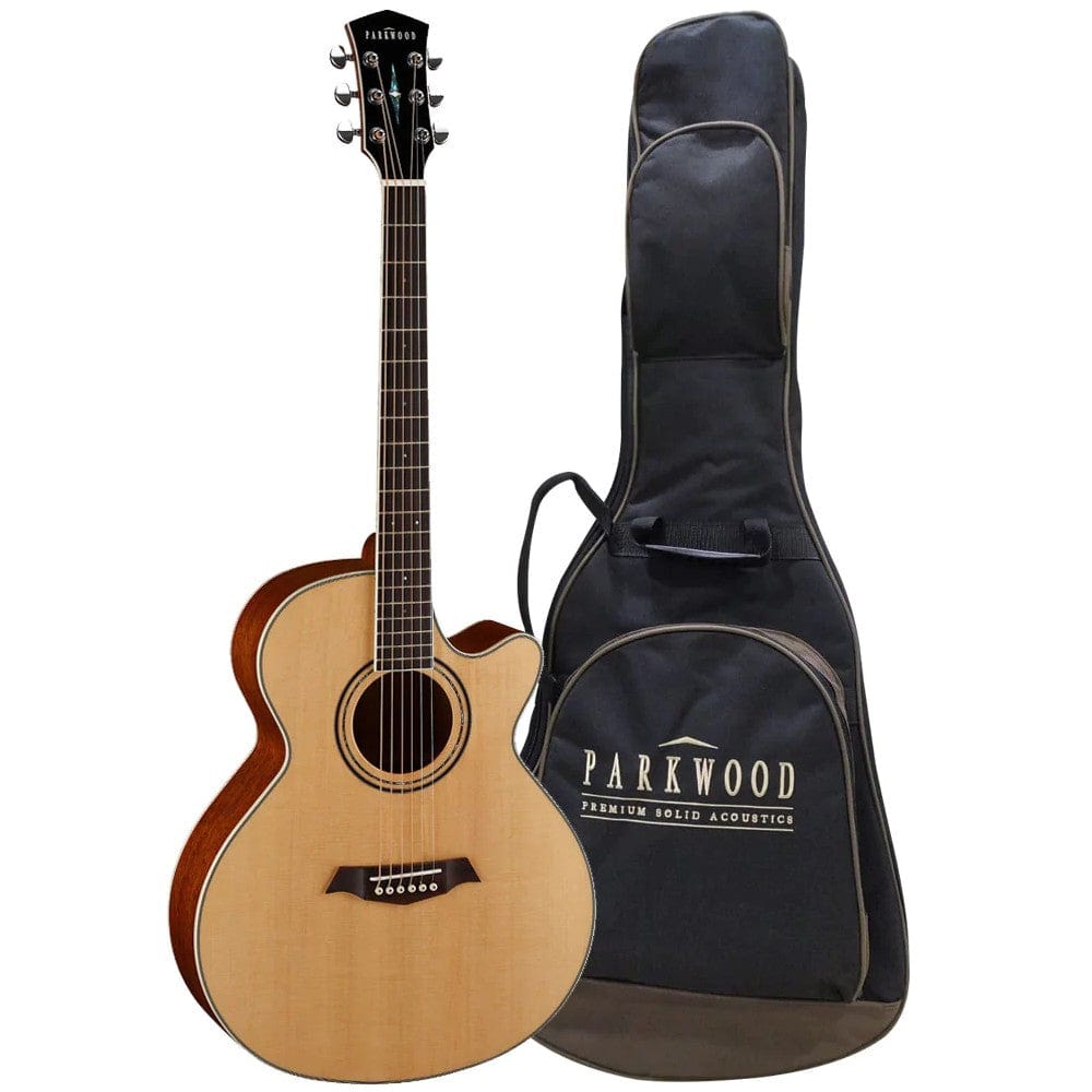 parkwood electro acoustic guitars parkwood s67 grand concert cutaway electro acoustic guitar with gigbag