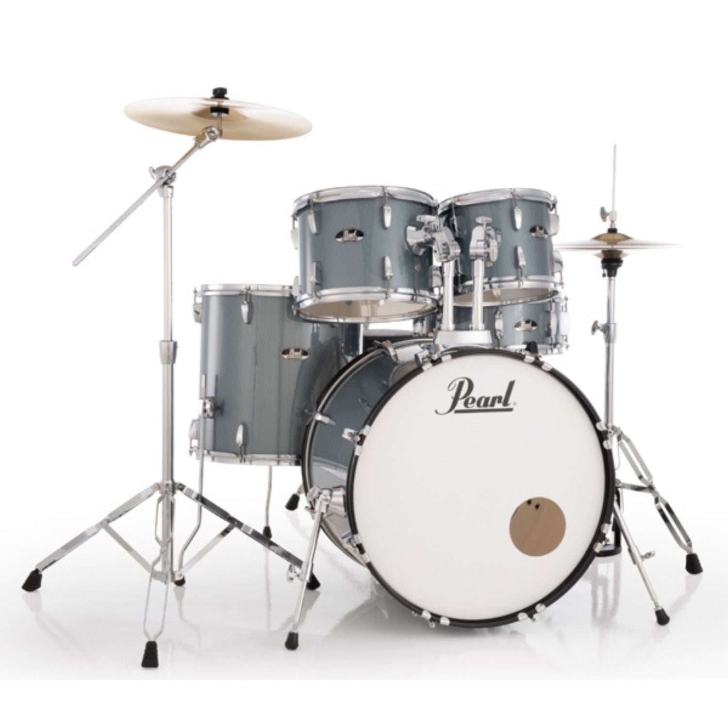 Pearl Acoustic Drum Kits Aqua Blue Glitter Pearl RS505C/C 5Pcs Roadshow Acoustic Drum Set with Stands & Cymbals #color_aqua-blue-glitter