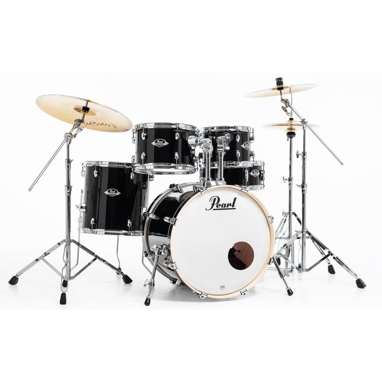 Pearl Acoustic Drum Kits Jet Black Pearl EXX725SPN/C 5 Piece EXX Hybrid Shell Pack Acoustic Drum Kit #color_jet-black