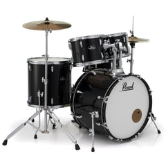 Pearl Acoustic Drum Kits Jet Black Pearl Roadshow 5Pc Drumset with Stands and Cymbals