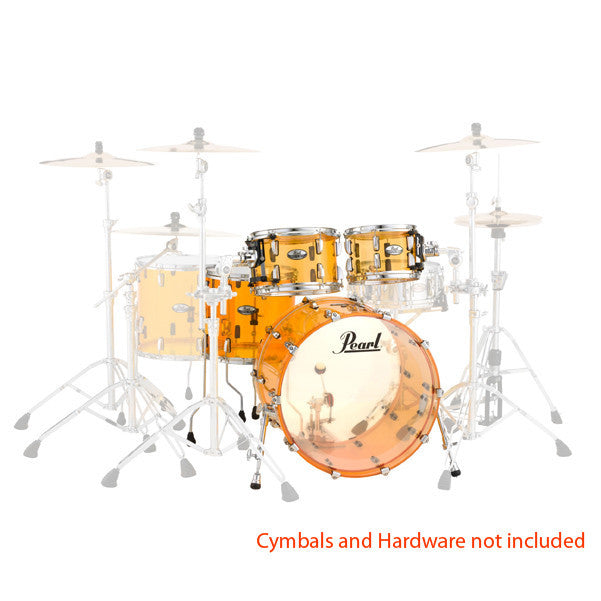 pearl acoustic drum kits pearl crystal beat 4 piece shell pack drum kit - tangerine glass