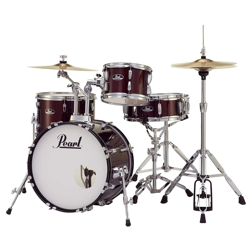 pearl acoustic drum kits red wine pearl roadshow 4 piece drum set with stands & cymbals #color_red-wine
