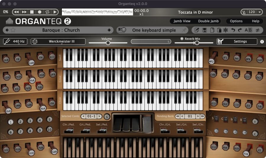PIANOTEQ Virtual Instruments Organteq 2 Advanced Physically Modeled Pipe Organ Software