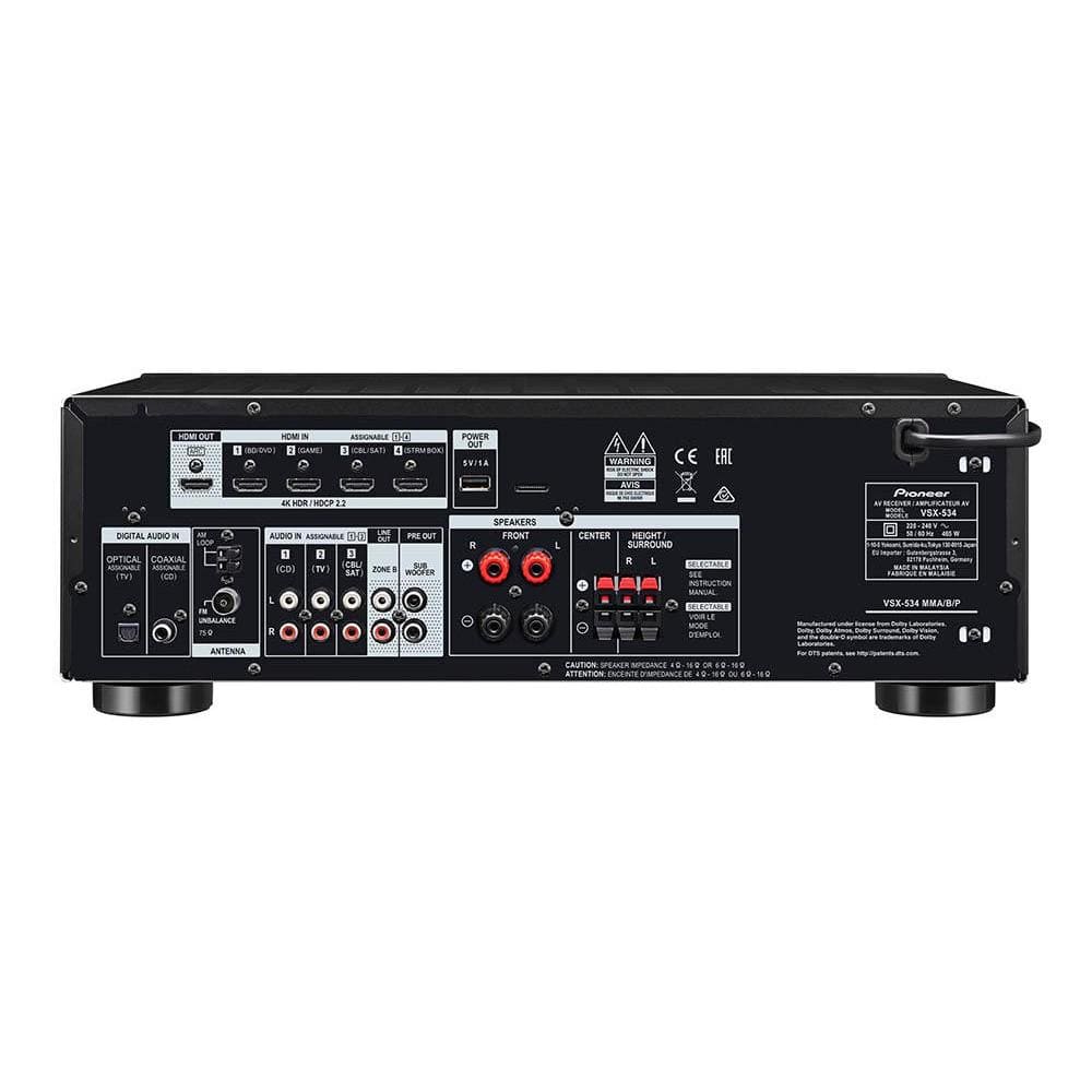 pioneer av receivers pioneer vsx-534 5.2 channel av receiver