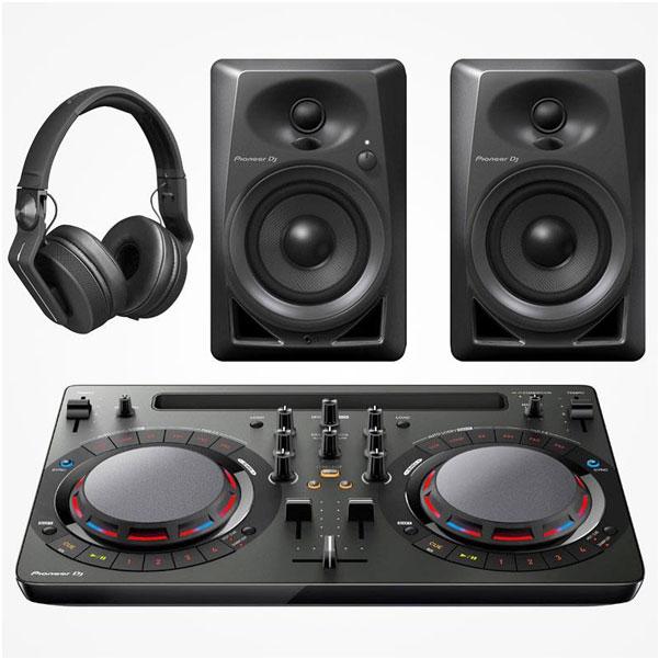 pioneer dj controller interfaces pioneer dj starter pack - ddj wego4 controller, dm-40 monitors & hdj-700 headphones