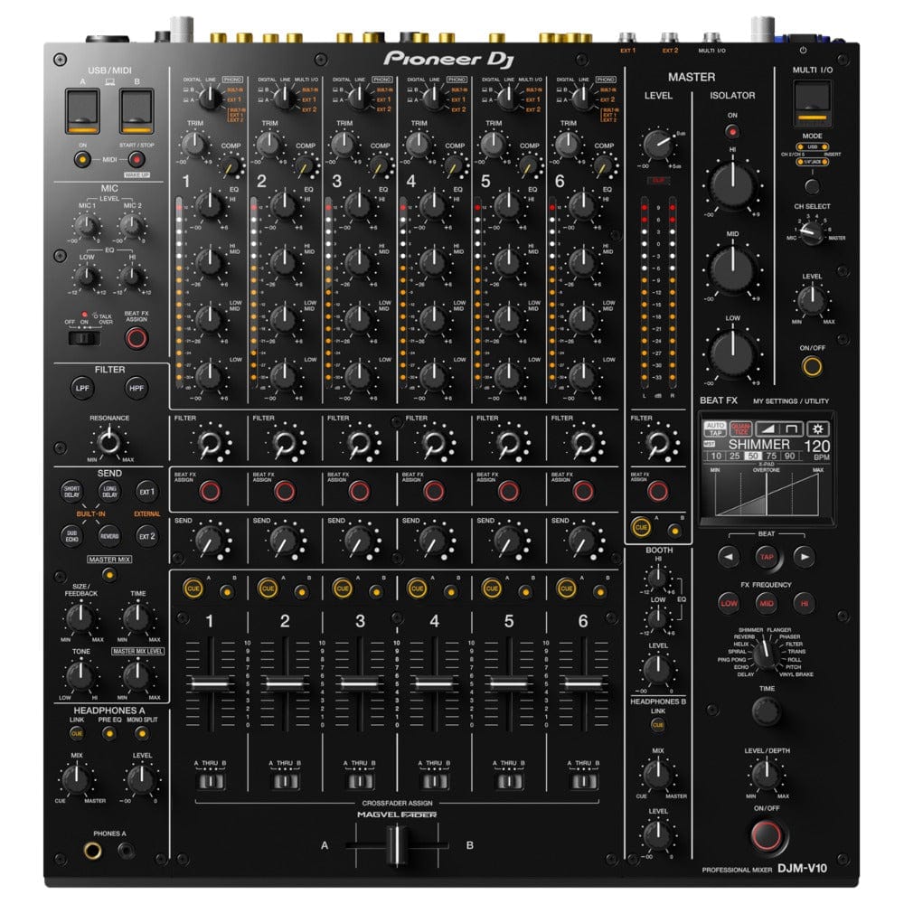 pioneer dj mixers pioneer djmv10 creative style 6-channel professional dj mixer