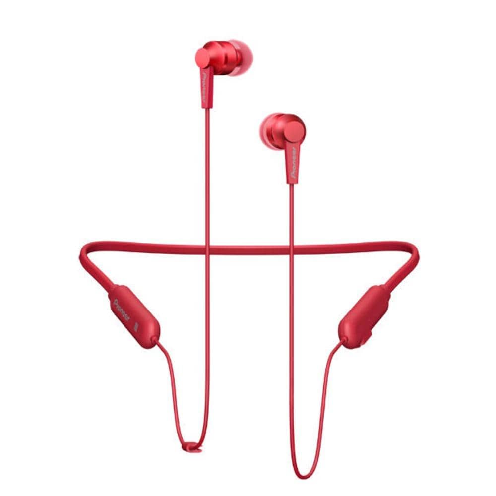 pioneer in-ear neckband headphones carmine red pioneer se-c7bt in-ear bluetooth neckband headphones #color_carmine-red