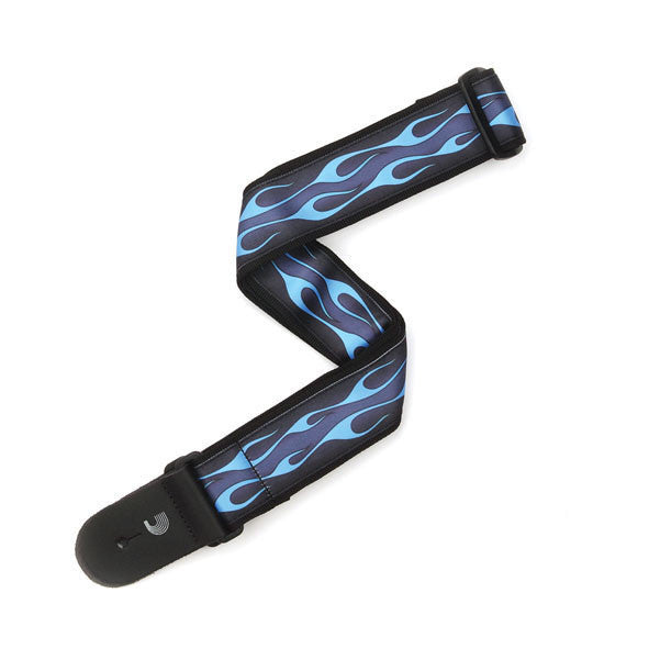 planet waves guitar straps planet waves 50f10 50mm hotrod flame guitar strap - blue - 019954907600