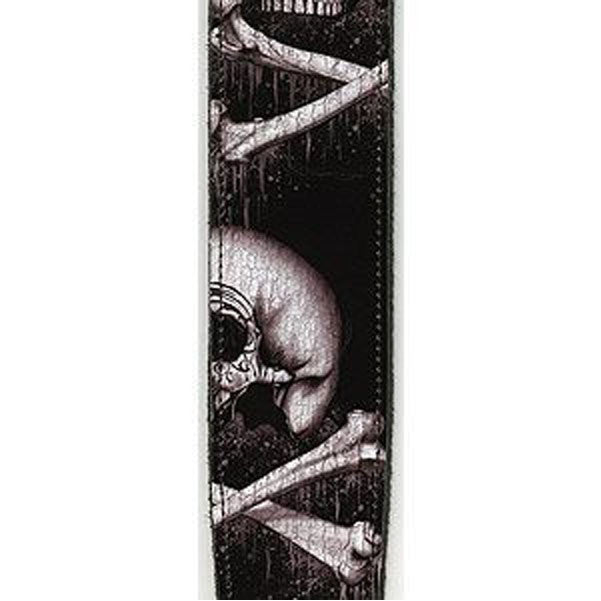 planet waves guitar straps planet waves leather 25lal01, 2.5inch guitar strap - black blood skull