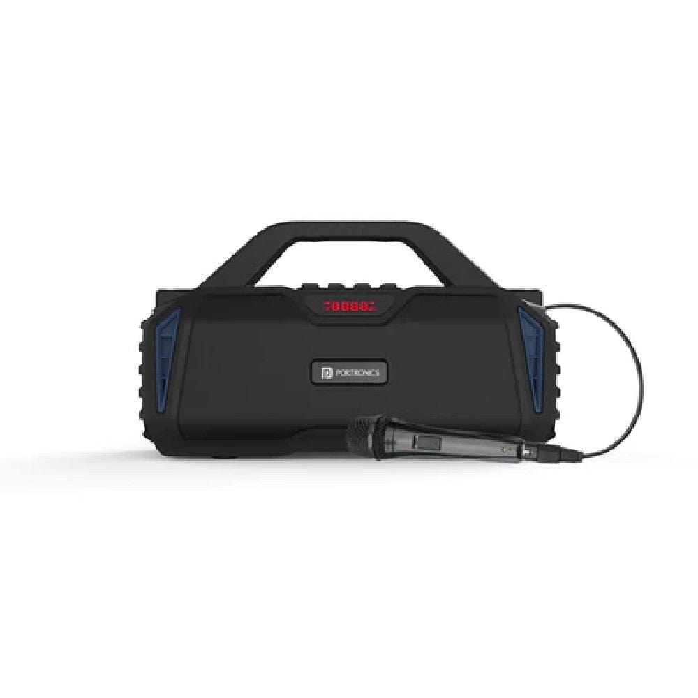 portronics bluetooth speakers blue portronics chime 20w tws wireless speaker with wired karaoke microphone #color_blue