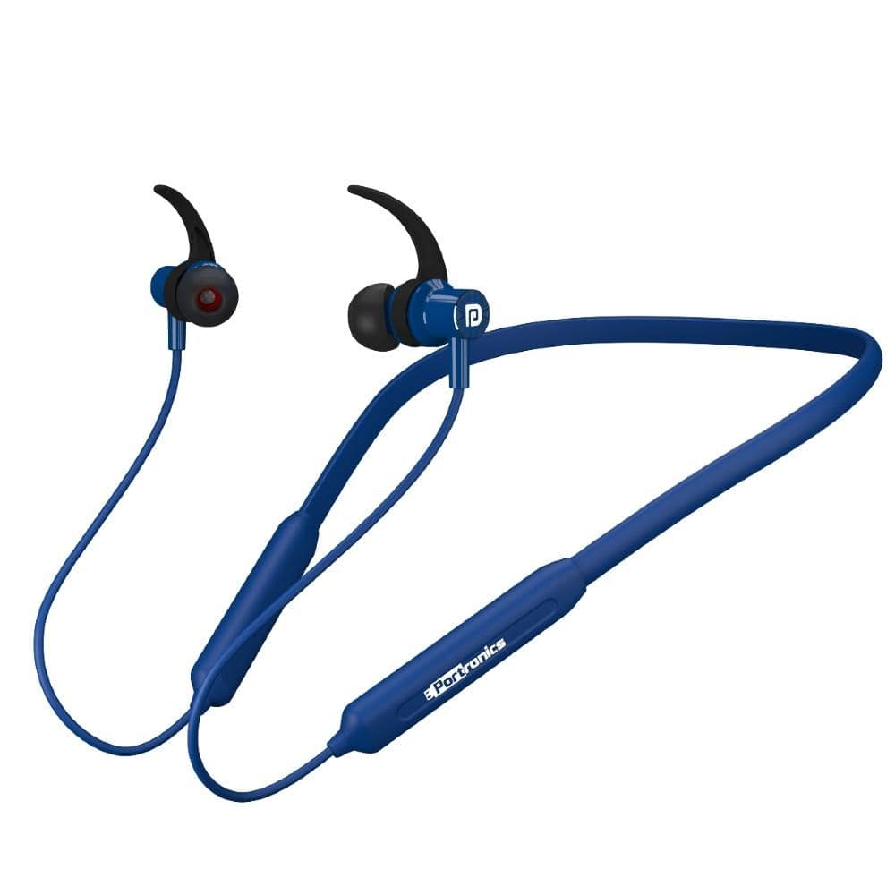 portronics in-ear neckband headphones blue portronics harmonics 216 hd stereo wireless bluetooth 5.0 sports headset