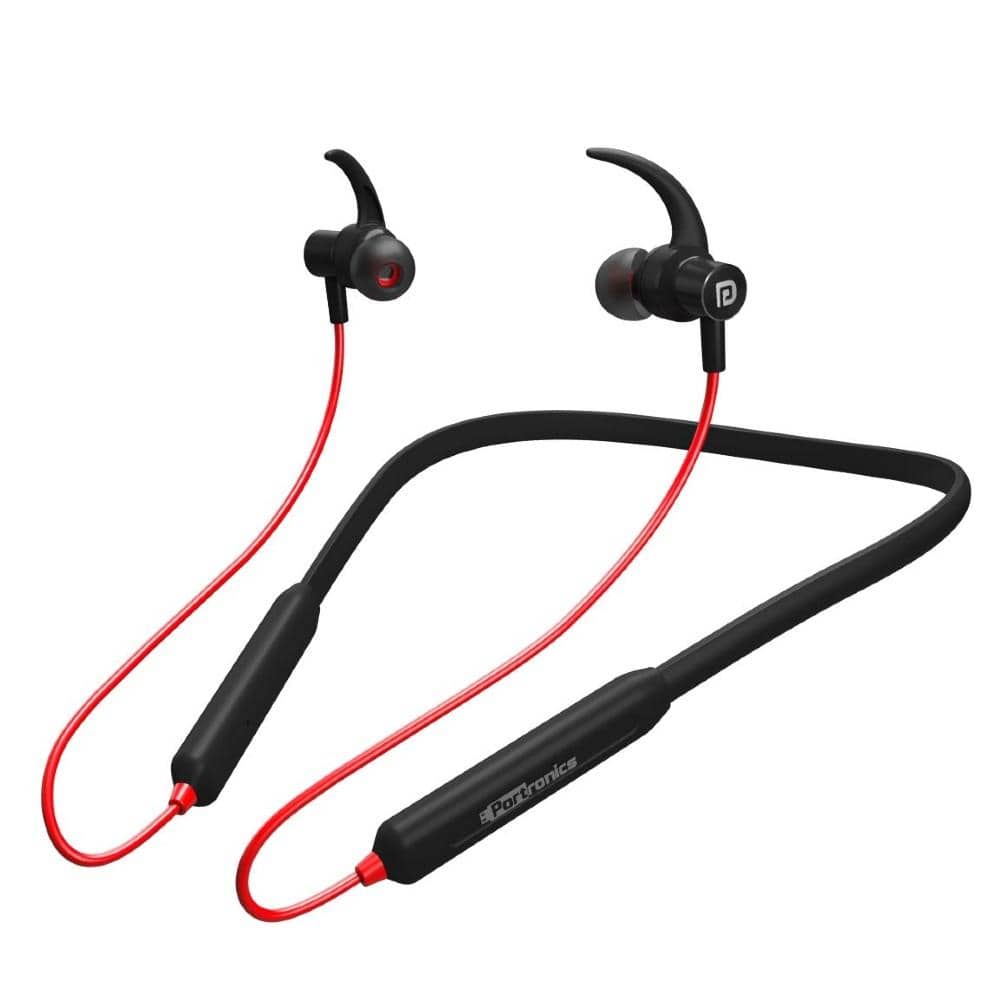 portronics in-ear neckband headphones combo pack of portronics harmonics 216 wireless sports headset with portronics dynamo bluetooth speaker