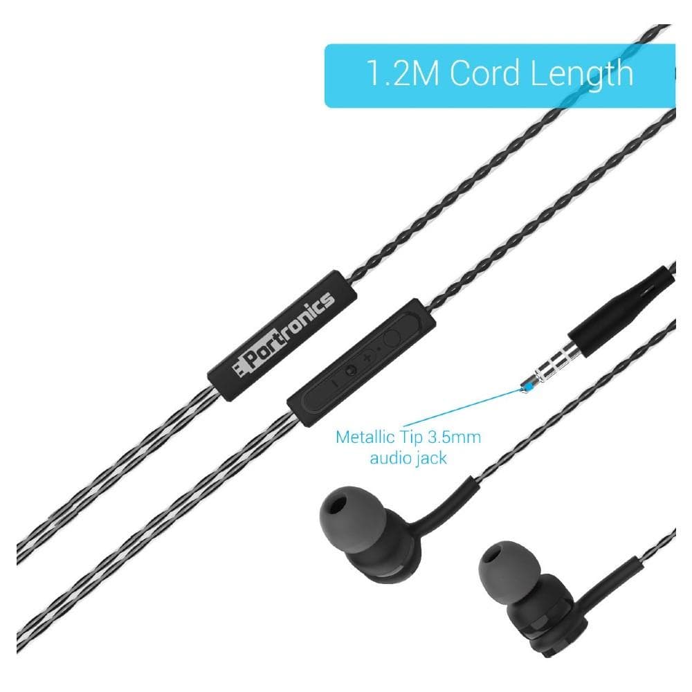 portronics in-ear wired headphones portronics conch gama in-ear wired earphone