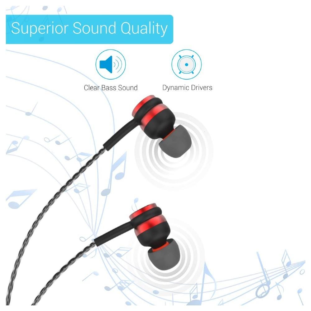 portronics in-ear wired headphones portronics conch gama in-ear wired earphone #color_red